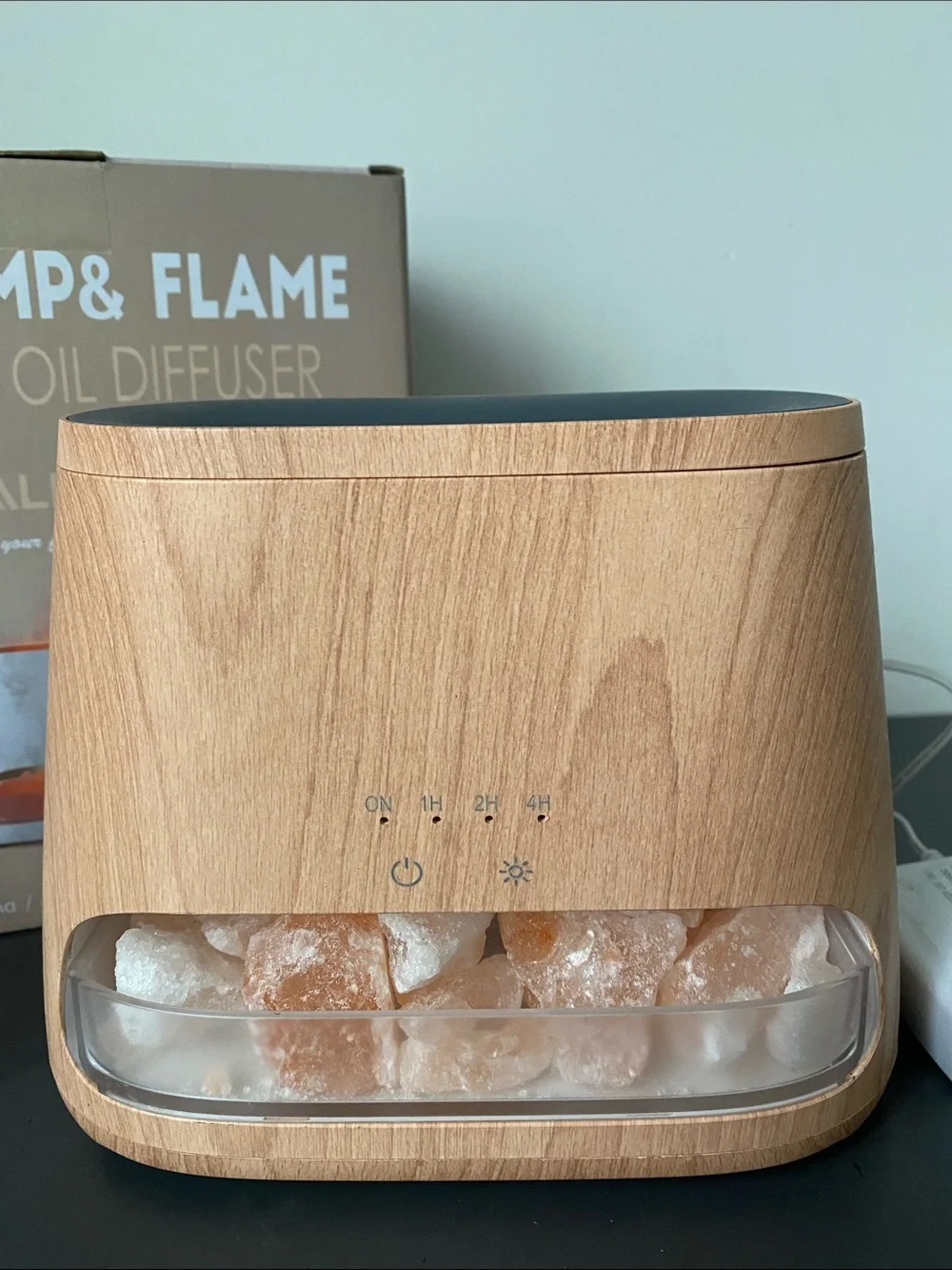 SALKING Salt Lamp & Flame Essential Oil Diffuser Wood Print